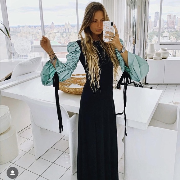 Like New Tory Burch Gathered Taffeta Sleeve Maxi Dress. - Picture 3 of 15